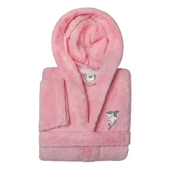 Linum Home Textiles Plush Shark Kids Bathrobe Unisex Long Sleeve Long Length Bathrobe