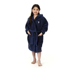 Linum Home Textiles Plush Shark Kids Bathrobe Unisex Long Sleeve Long Length Bathrobe
