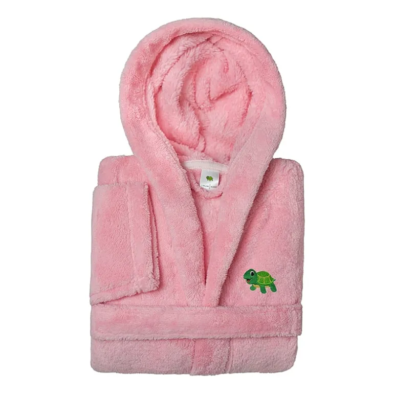 Linum Home Textiles Plush Turtle Kids Bathrobe Unisex Long Sleeve Long Length Robe