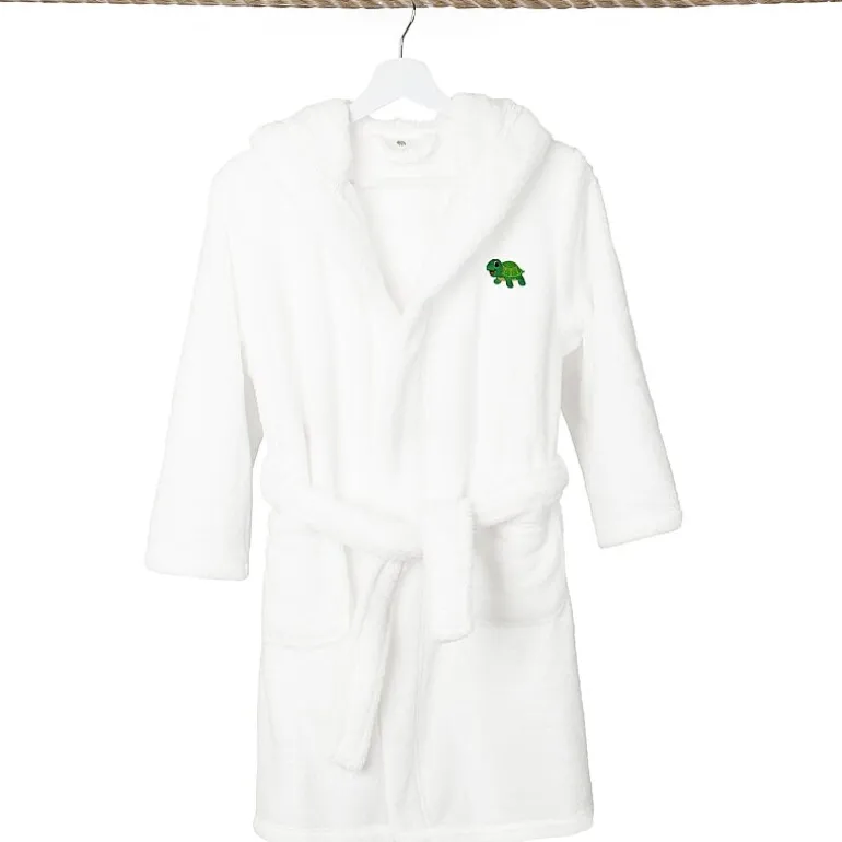 Linum Home Textiles Plush Turtle Kids Bathrobe Unisex Long Sleeve Long Length Robe