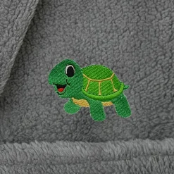 Linum Home Textiles Plush Turtle Kids Bathrobe Unisex Long Sleeve Long Length Robe