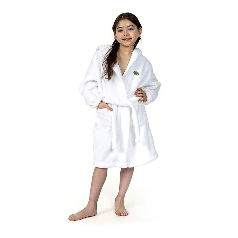 Linum Home Textiles Plush Turtle Kids Bathrobe Unisex Long Sleeve Long Length Robe