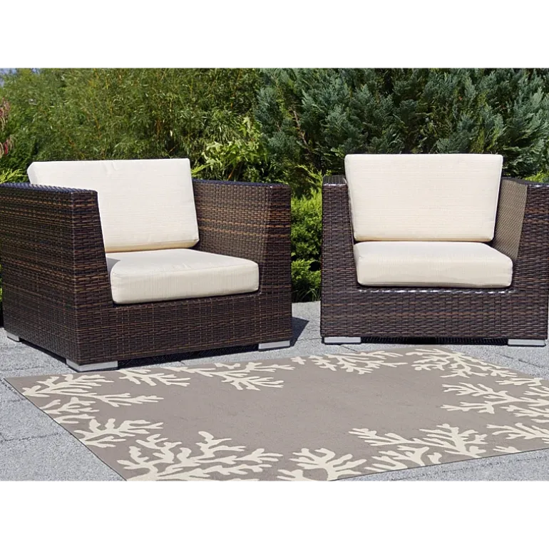 Liora Manne Capri Coral Border Hand Tufted Indoor/Outdoor Round Area Rug
