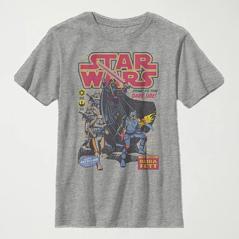 Little & Big Kid Boys Crew Neck Short Sleeve Slim Fit Star Wars Graphic T-Shirt