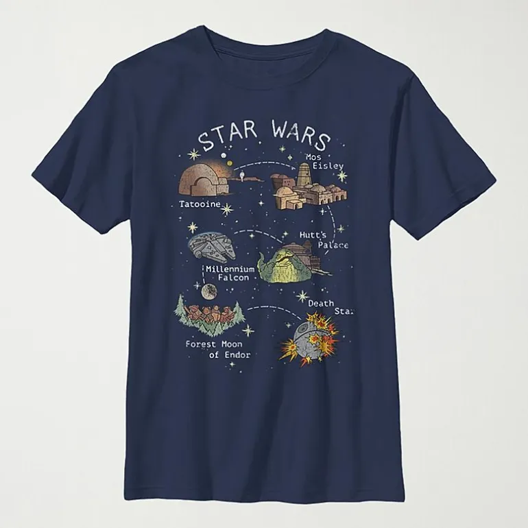 Little & Big Kid Boys Crew Neck Short Sleeve Slim Fit Star Wars Graphic T-Shirt