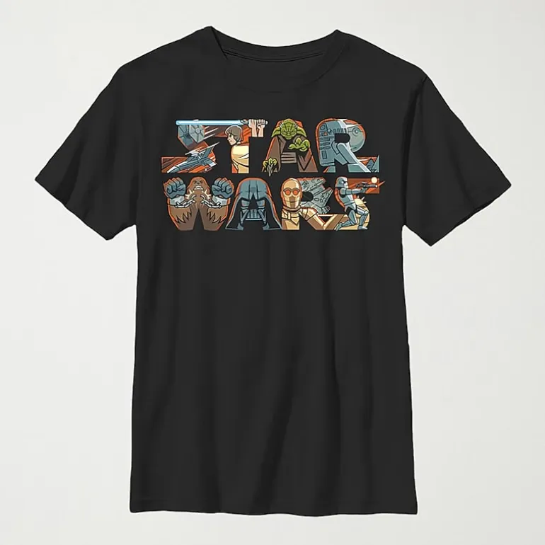 Little & Big Kid Boys Crew Neck Short Sleeve Slim Fit Star Wars Graphic T-Shirt