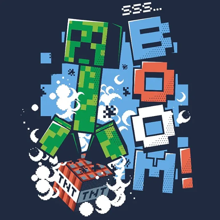 Little & Big Kid Boys Crew Neck Short Sleeve Oversized Minecraft Graphic T-Shirt