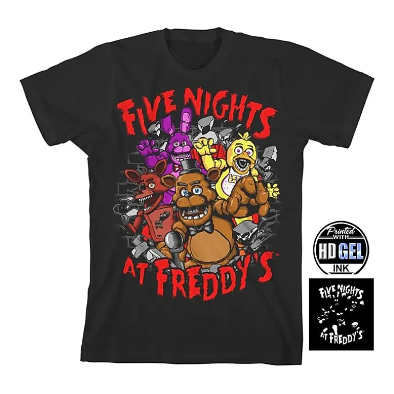 Little & Big Kid Boys Crew Neck Short Sleeve Regular Fit Five Nights at Freddys Graphic T-Shirt
