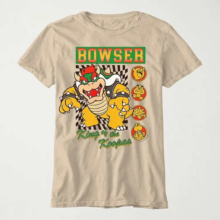 Little & Big Kid Boys Crew Neck Short Sleeve Regular Fit Super Mario Bowser Graphic T-Shirt