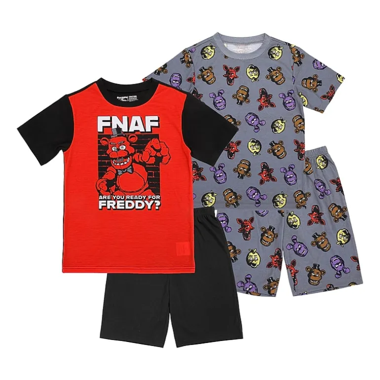 Little & Big Kid Boys Five Nights at Freddys Crew Neck Short Sleeve 4-pc. Pajama Set