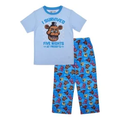 Little & Big Kid Boys Five Nights at Freddys Crew Neck Short Sleeve 2-pc. Pajama Set