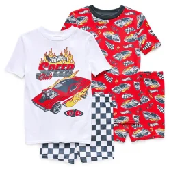 Little & Big Kid Boys Hot Wheels Crew Neck Short Sleeve 4-pc. Pajama Set