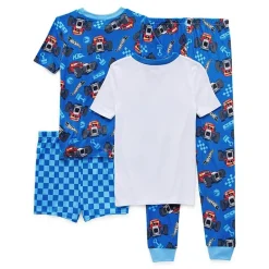 Little & Big Kid Boys Hot Wheels Crew Neck Short Sleeve 4-pc. Pajama Set