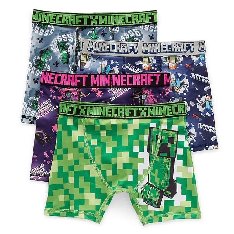 Little & Big Kid Boys Minecraft 4 Pack Boxer Briefs Babp2439