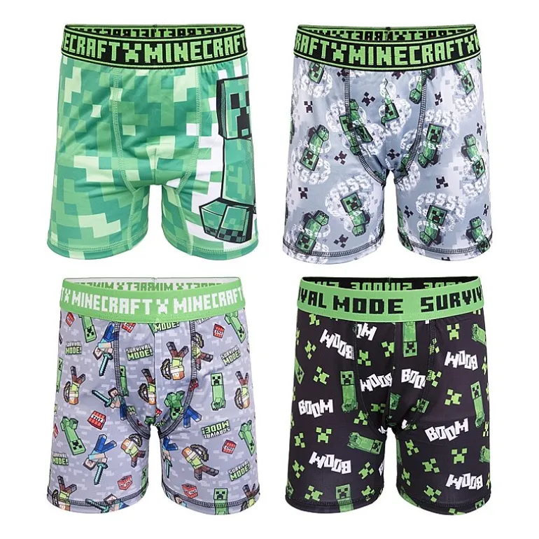 Little & Big Kid Boys Minecraft 4 Pack Boxer Briefs Babp2439