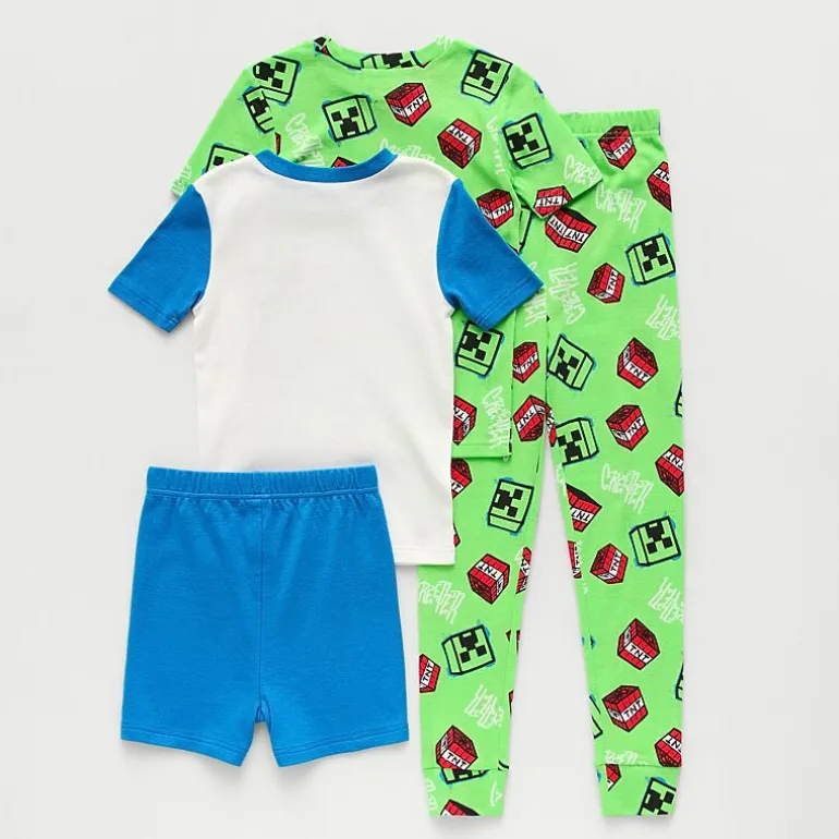 Little & Big Kid Boys Minecraft Crew Neck Short Sleeve 4-pc. Pajama Set