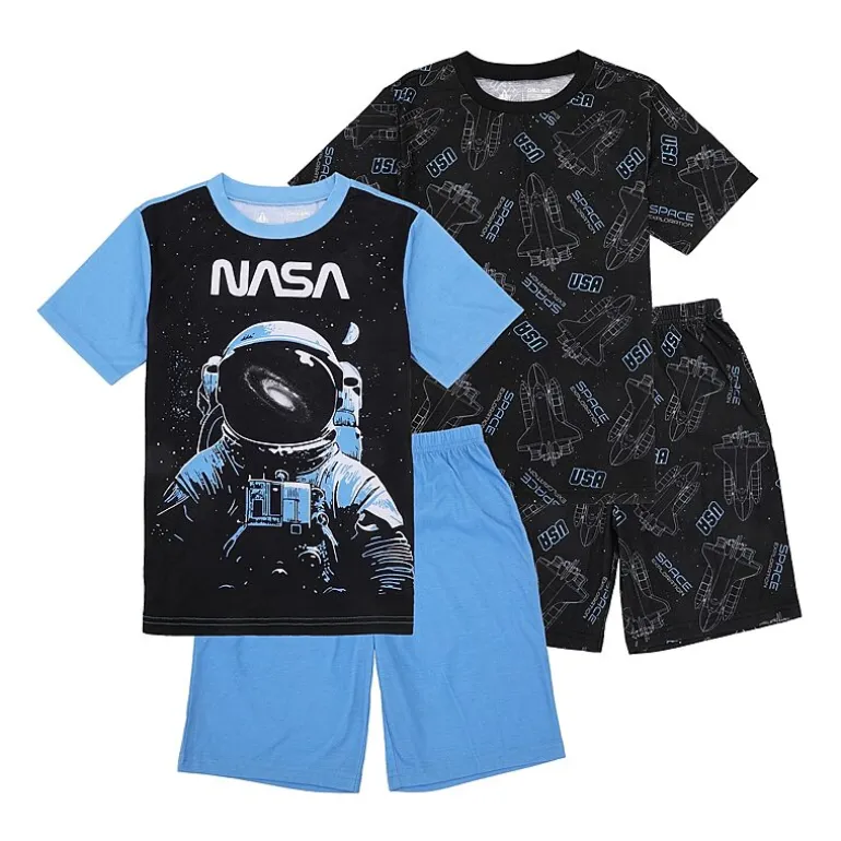 Little & Big Kid Boys NASA Crew Neck Short Sleeve 4-pc. Pajama Set