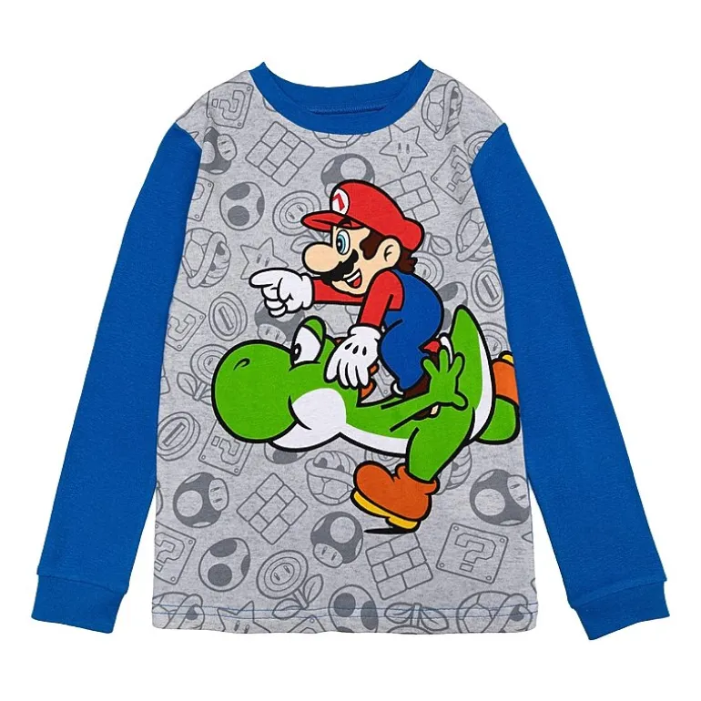 Little & Big Kid Boys Super Mario Crew Neck Long Sleeve 4-pc. Pajama Set