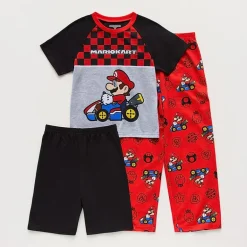 Little & Big Kid Boys Super Mario Crew Neck Short Sleeve 3-pc. Pajama Set
