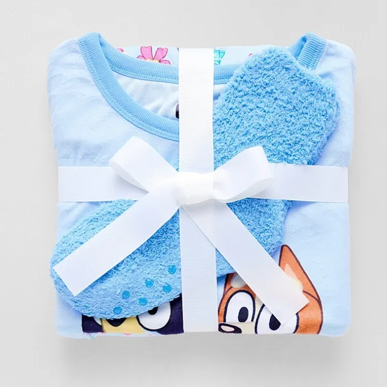 Little & Big Kid Girls Bluey Velour Crew Neck Long Sleeve 3-pc. Pajama Set