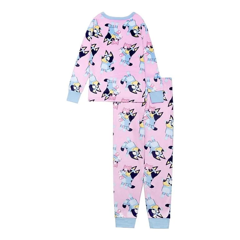 Little & Big Kid Girls Bluey Velour Crew Neck Long Sleeve 2-pc. Pajama Set