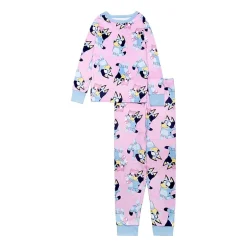 Little & Big Kid Girls Bluey Velour Crew Neck Long Sleeve 2-pc. Pajama Set