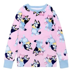 Little & Big Kid Girls Bluey Velour Crew Neck Long Sleeve 2-pc. Pajama Set