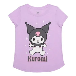 Little & Big Kid Girls Crew Neck Short Sleeve Regular Fit Kuromi Graphic T-Shirt