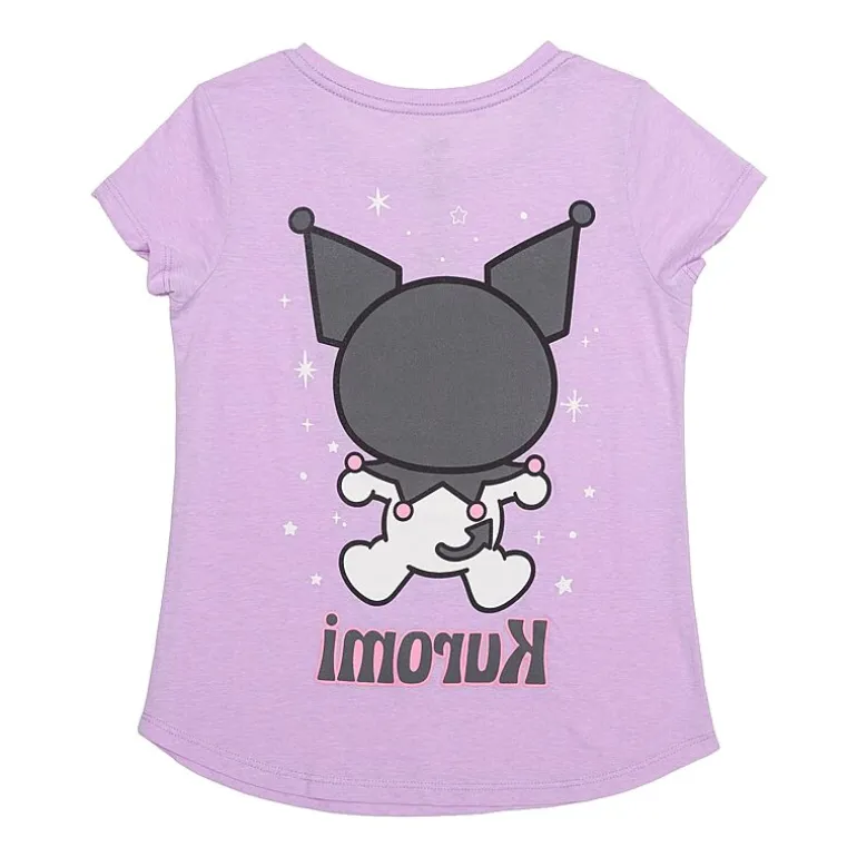 Little & Big Kid Girls Crew Neck Short Sleeve Regular Fit Kuromi Graphic T-Shirt