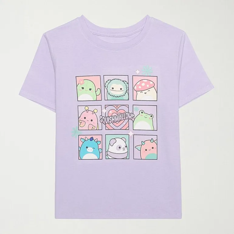 Little & Big Kid Girls Crew Neck Short Sleeve Regular Fit Squishmallows Graphic T-Shirt