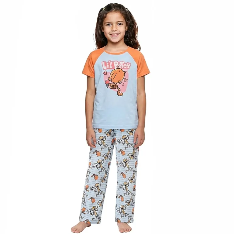 Little & Big Kid Girls Crew Neck Short Sleeve 3-pc. Pajama Set