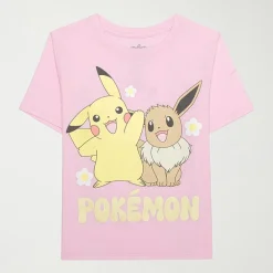 Little & Big Kid Girls Crew Neck Short Sleeve Regular Fit Pokemon Graphic T-Shirt