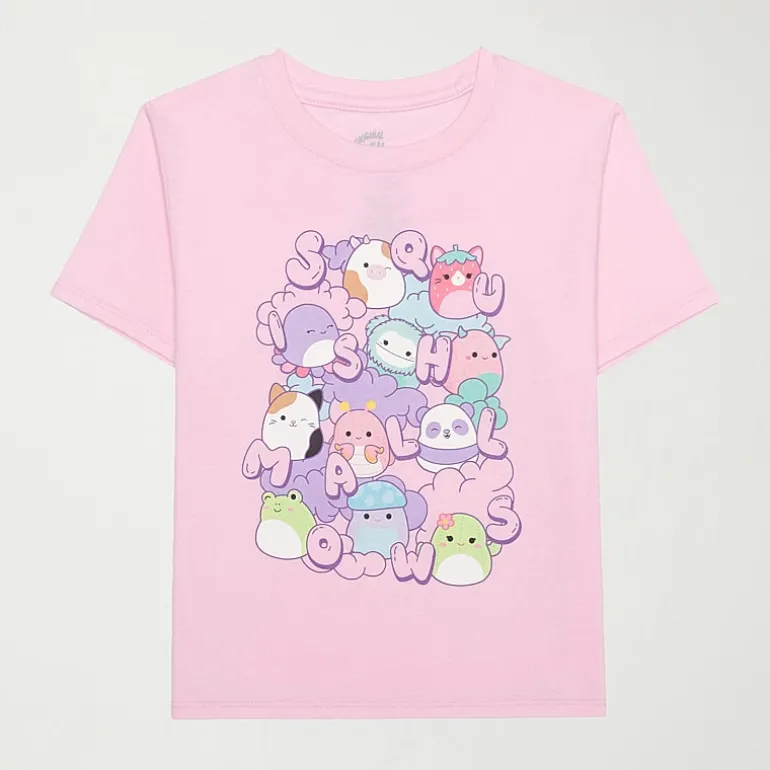 Little & Big Kid Girls Crew Neck Short Sleeve Regular Fit Squishmallows Graphic T-Shirt