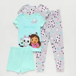 Little & Big Kid Girls Gabby's Dollhouse Crew Neck Short Sleeve 4-pc. Pajama Set