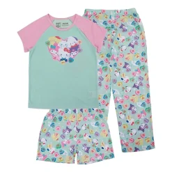 Little & Big Kid Girls Hello Kitty Crew Neck Short Sleeve 3-pc. Pajama Set
