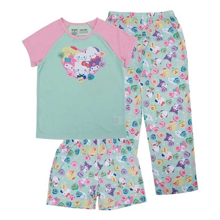 Little & Big Kid Girls Hello Kitty Crew Neck Short Sleeve 3-pc. Pajama Set