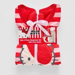 Little & Big Kid Girls Hello Kitty Fleece Crew Neck Long Sleeve 3-pc. Pajama Set