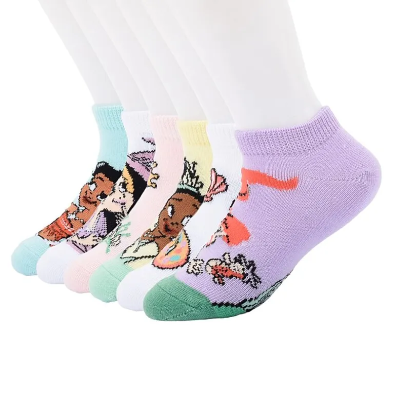 Little & Big Kid Girls 6 Pair Princess Peach No Show Socks