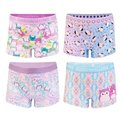 Little & Big Kid Girls Squishmallows 4 Pack Multi-Pack Boyshort Panty Gabp7700
