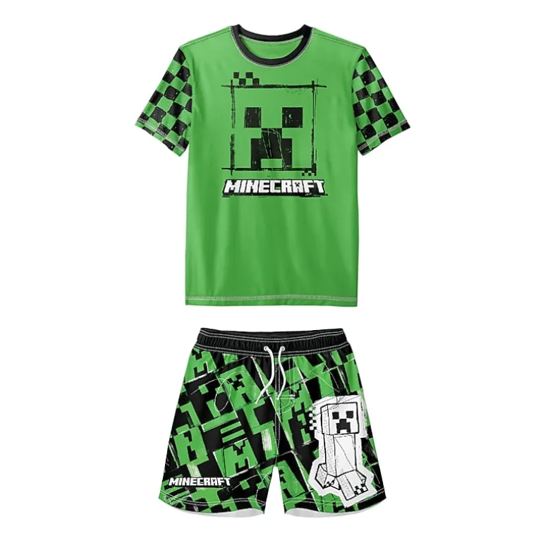 Little Boys UV Protection Minecraft 2-pc. Rash Guard Set