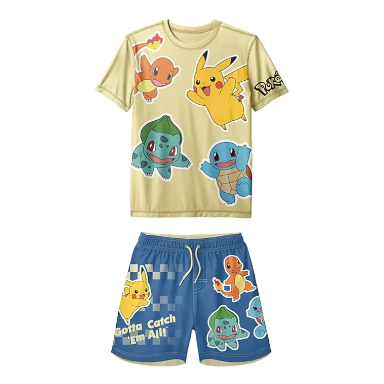 Little Boys UV Protection Pokemon 2-pc. Rash Guard Set