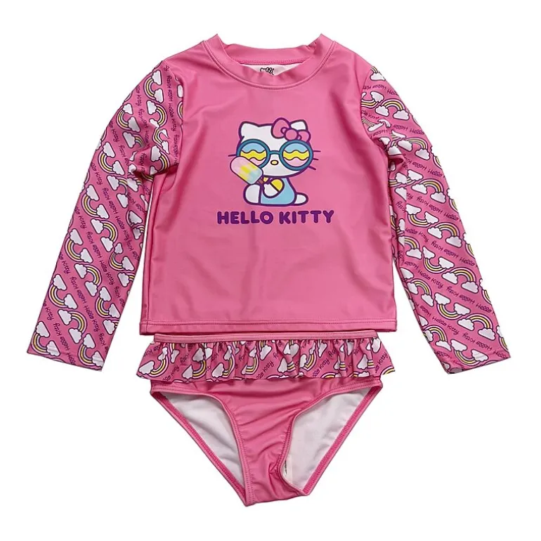 Little Girls UV Protection Hello Kitty 2-pc. Rash Guard Set