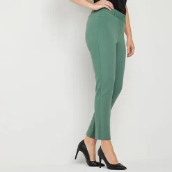 Liz Claiborne Adaptive Emma Ponte Womens Easy-on + Easy-off Seated Wear Straight Mid Rise Ankle Pant