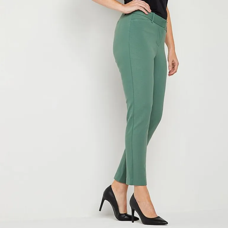 Liz Claiborne Adaptive Emma Ponte Womens Easy-on + Easy-off Seated Wear Straight Mid Rise Ankle Pant