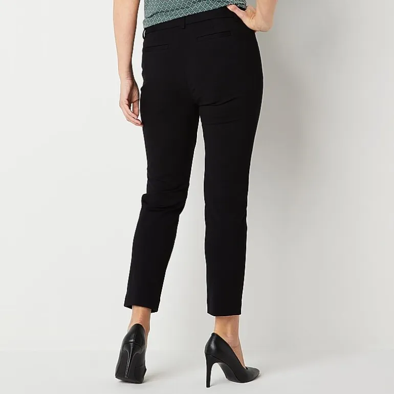 Liz Claiborne Adaptive Emma Ponte Womens Easy-on + Easy-off Seated Wear Straight Mid Rise Ankle Pant
