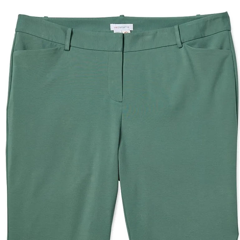 Liz Claiborne Adaptive Emma Ponte Womens Plus Easy-on + Easy-off Seated Wear Straight Mid Rise Ankle Pant