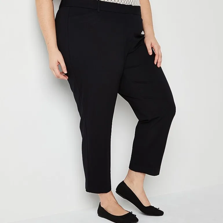 Liz Claiborne Adaptive Emma Ponte Womens Plus Easy-on + Easy-off Seated Wear Straight Mid Rise Ankle Pant