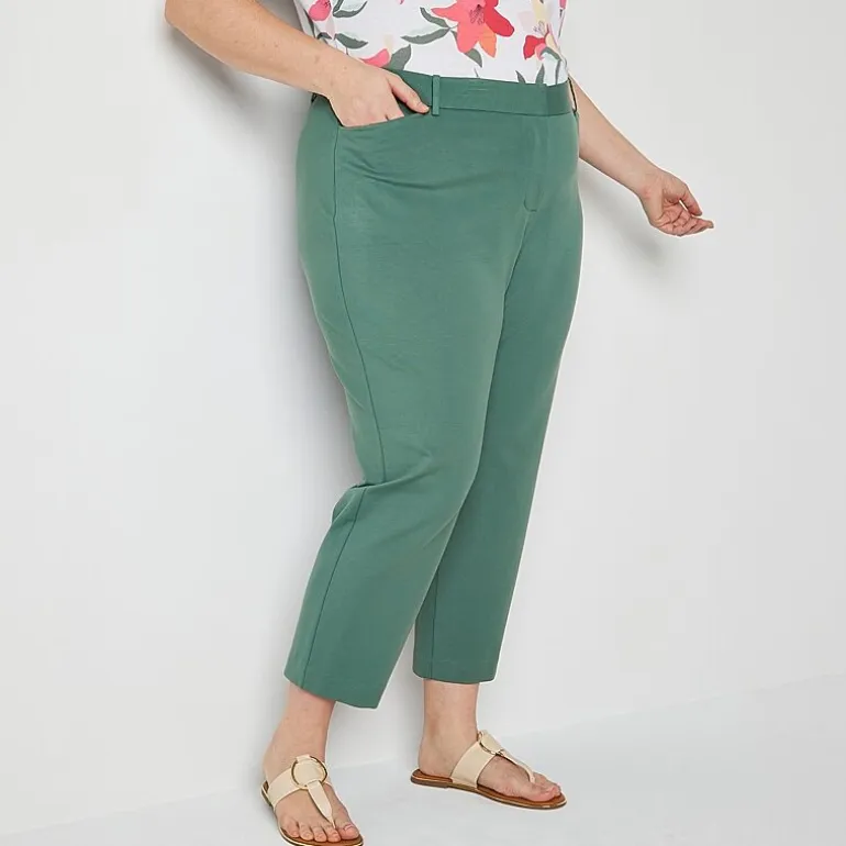 Liz Claiborne Adaptive Emma Ponte Womens Plus Easy-on + Easy-off Seated Wear Straight Mid Rise Ankle Pant