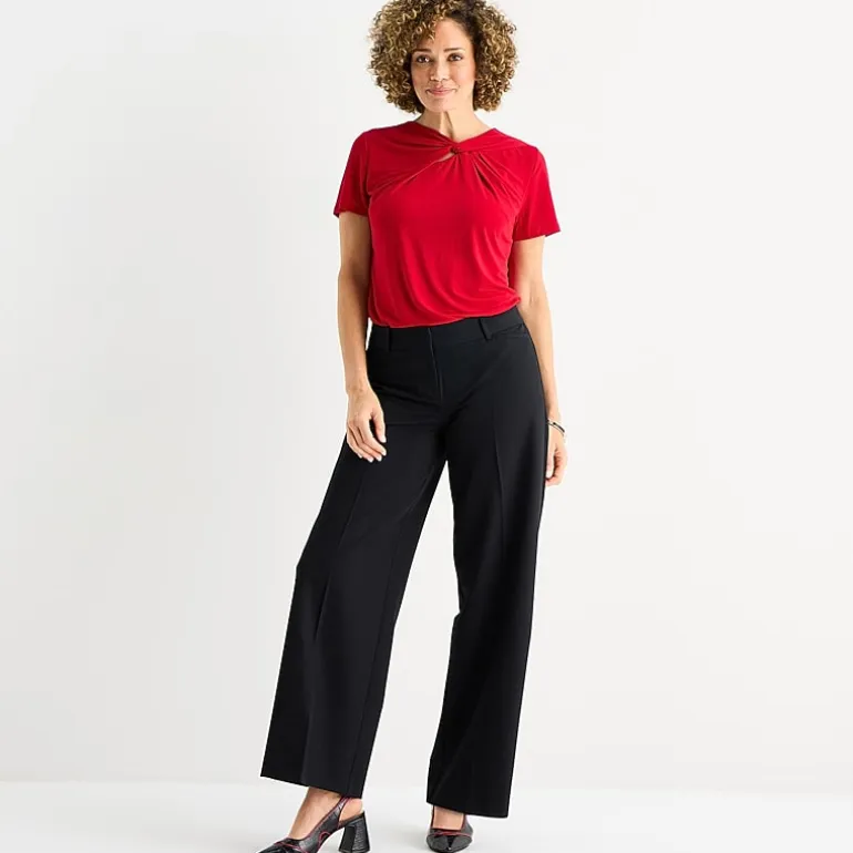 Liz Claiborne Audra Womens Tall Wide Leg Mid Rise Trouser