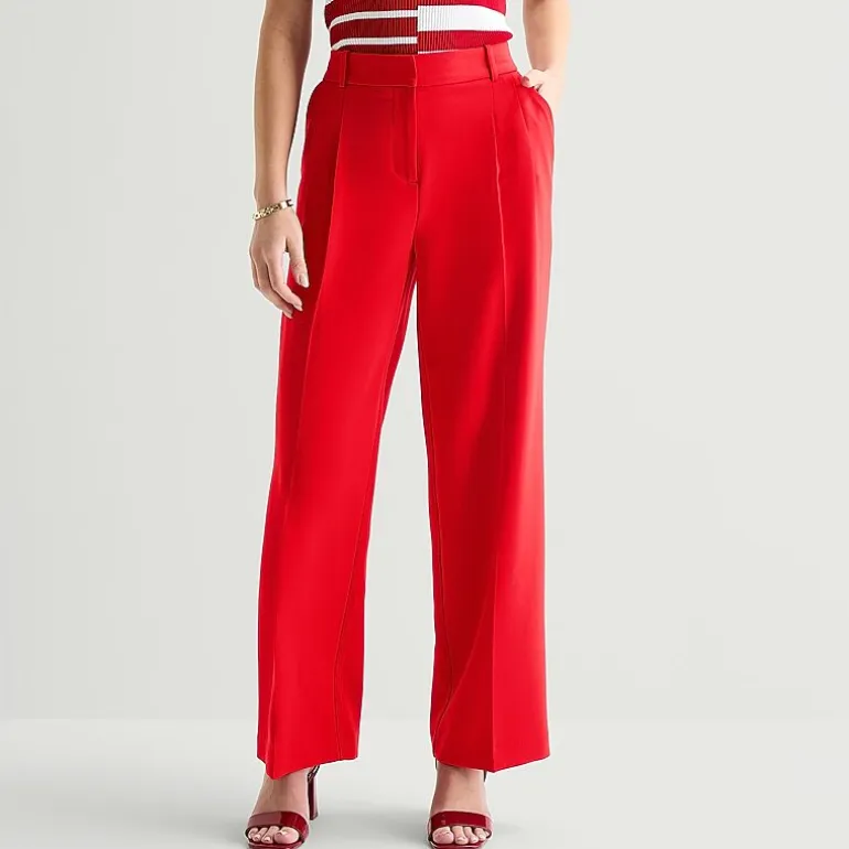 Liz Claiborne Charlotte Womens Wide Leg Mid Rise Trouser